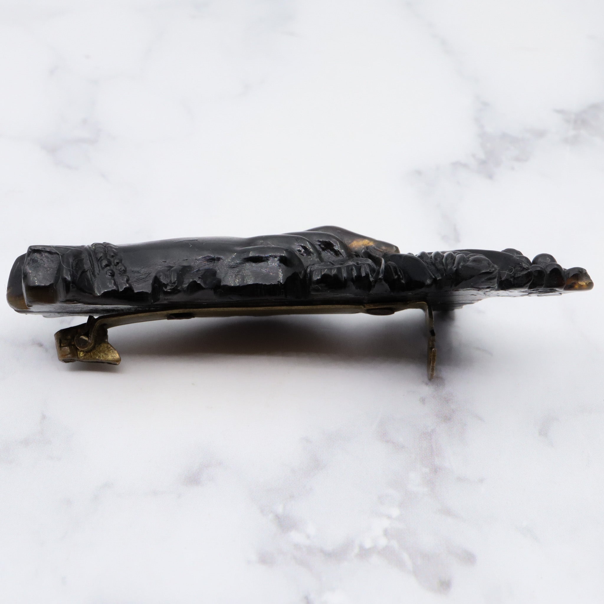 Antique victorian gutta percha love token brooch